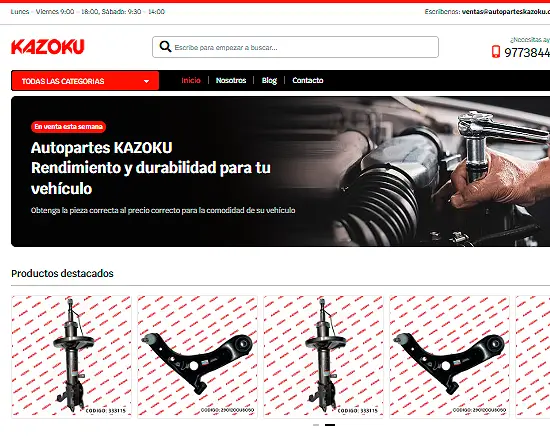 Desarrollamos una tienda virtual con catálogo online para Autopartes Kazoku